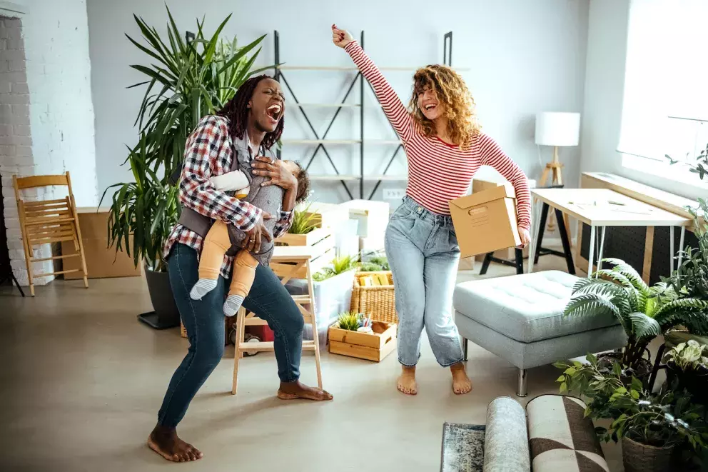 family celebrating in new home family celebrating in new home