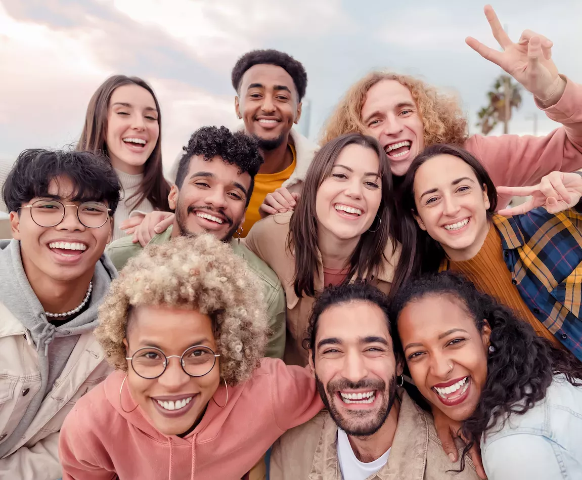 Large group of friends taking a selfie Large group of friends taking a selfie