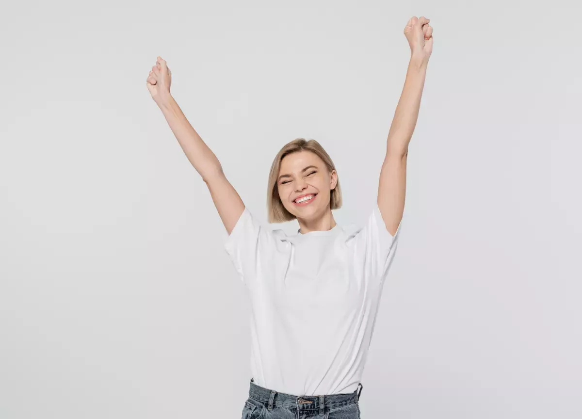 Woman celebrating success Woman celebrating success