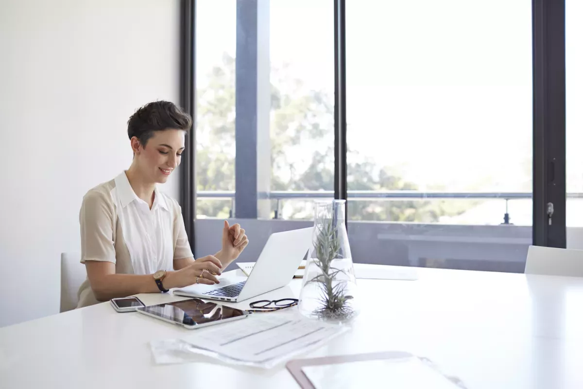 Working at a computer Working at a computer