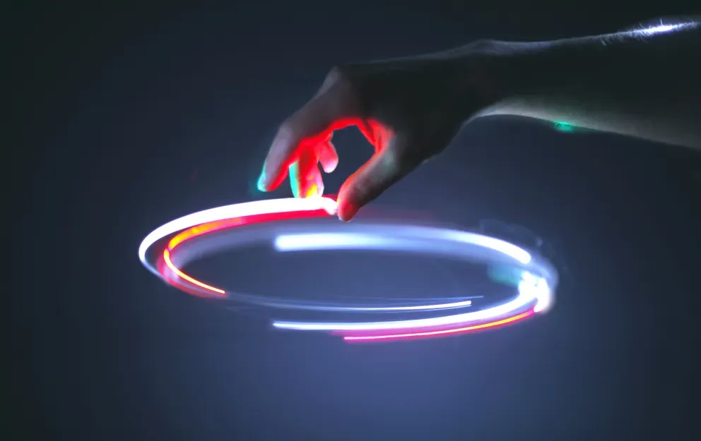 Hand creating light innovation Hand creating light innovation