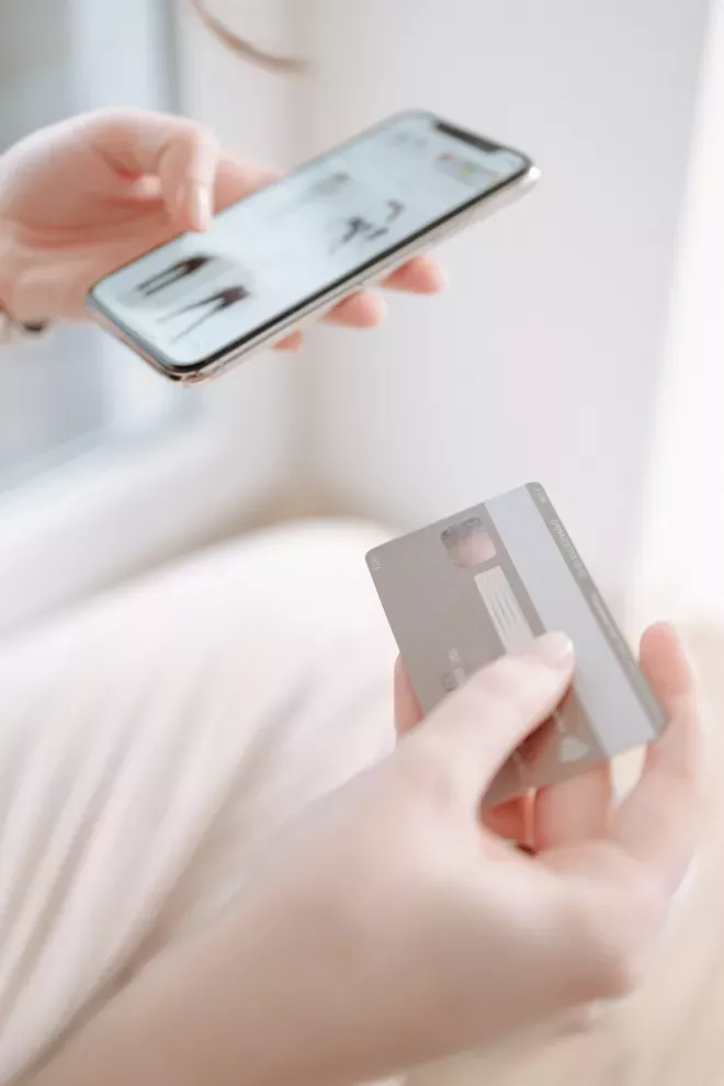 Shopping with credit card on mobile phone Shopping with credit card on mobile phone