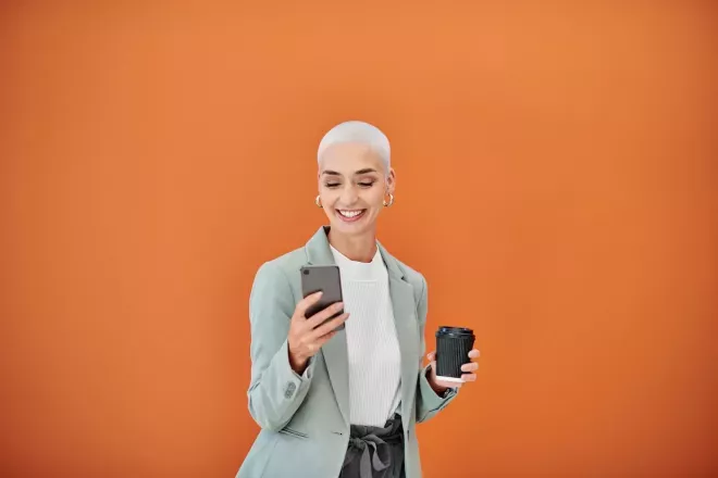 happy person using phone happy person using phone