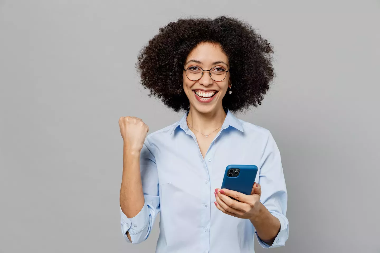Happy woman using a phone Happy woman using a phone