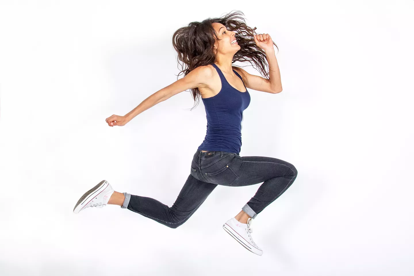 Woman running and jumping Woman running and jumping