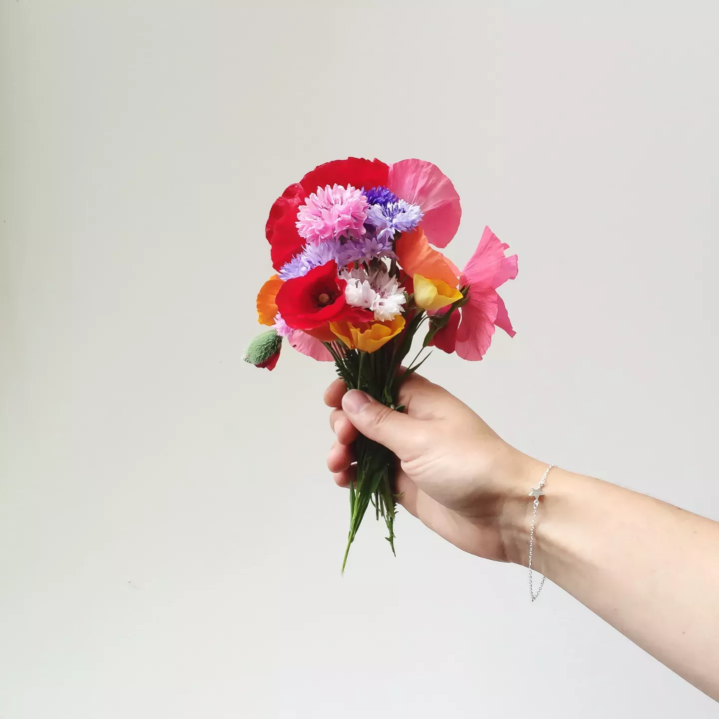 hand holding flowers hand holding flowers
