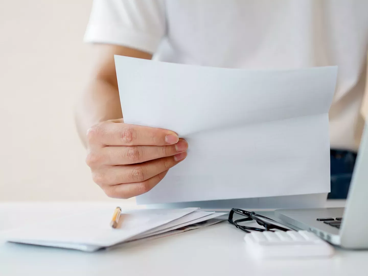 Person reading the mail Person reading the mail