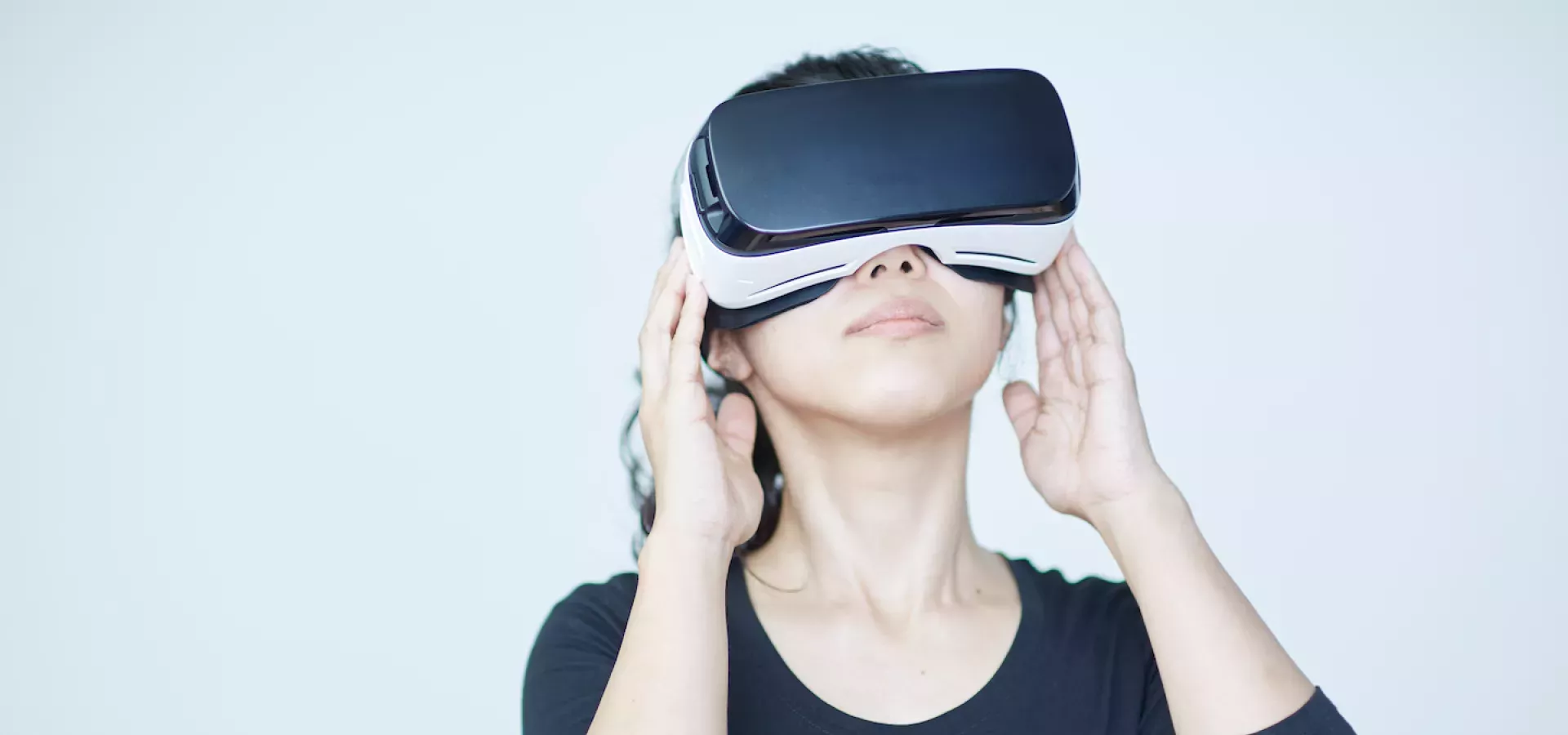 Woman with a VR headset on Woman with a VR headset on