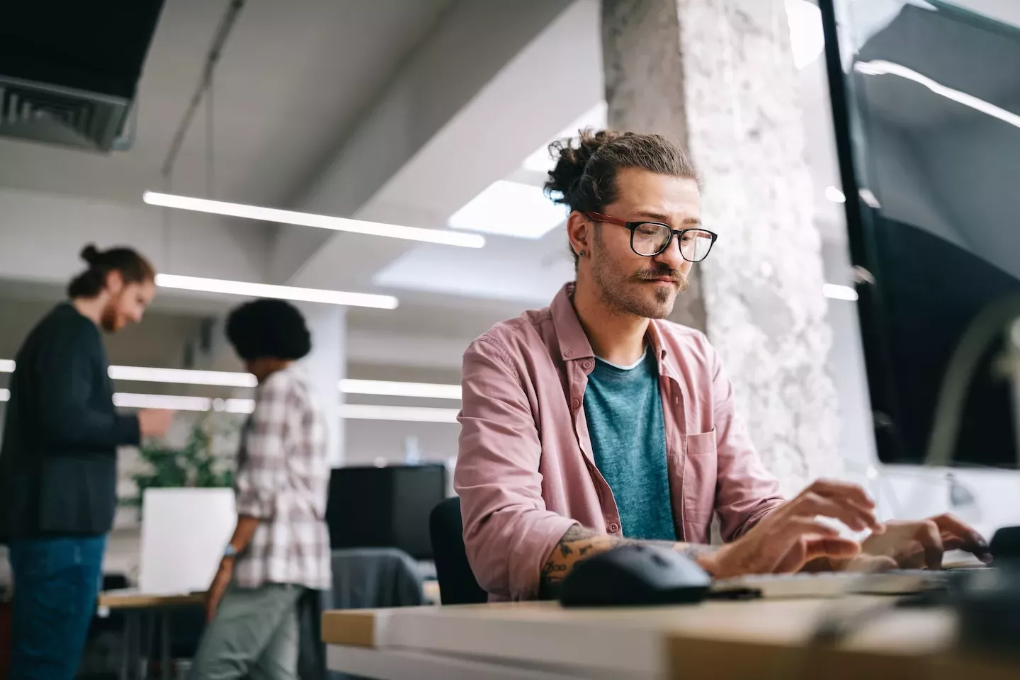 man working on desktop man working on desktop