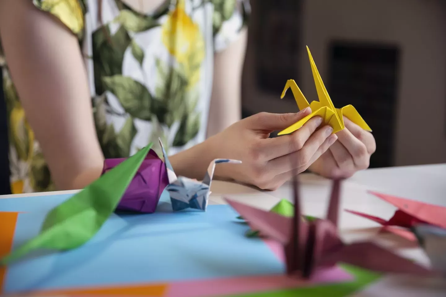 Constructing paper cranes Constructing paper cranes
