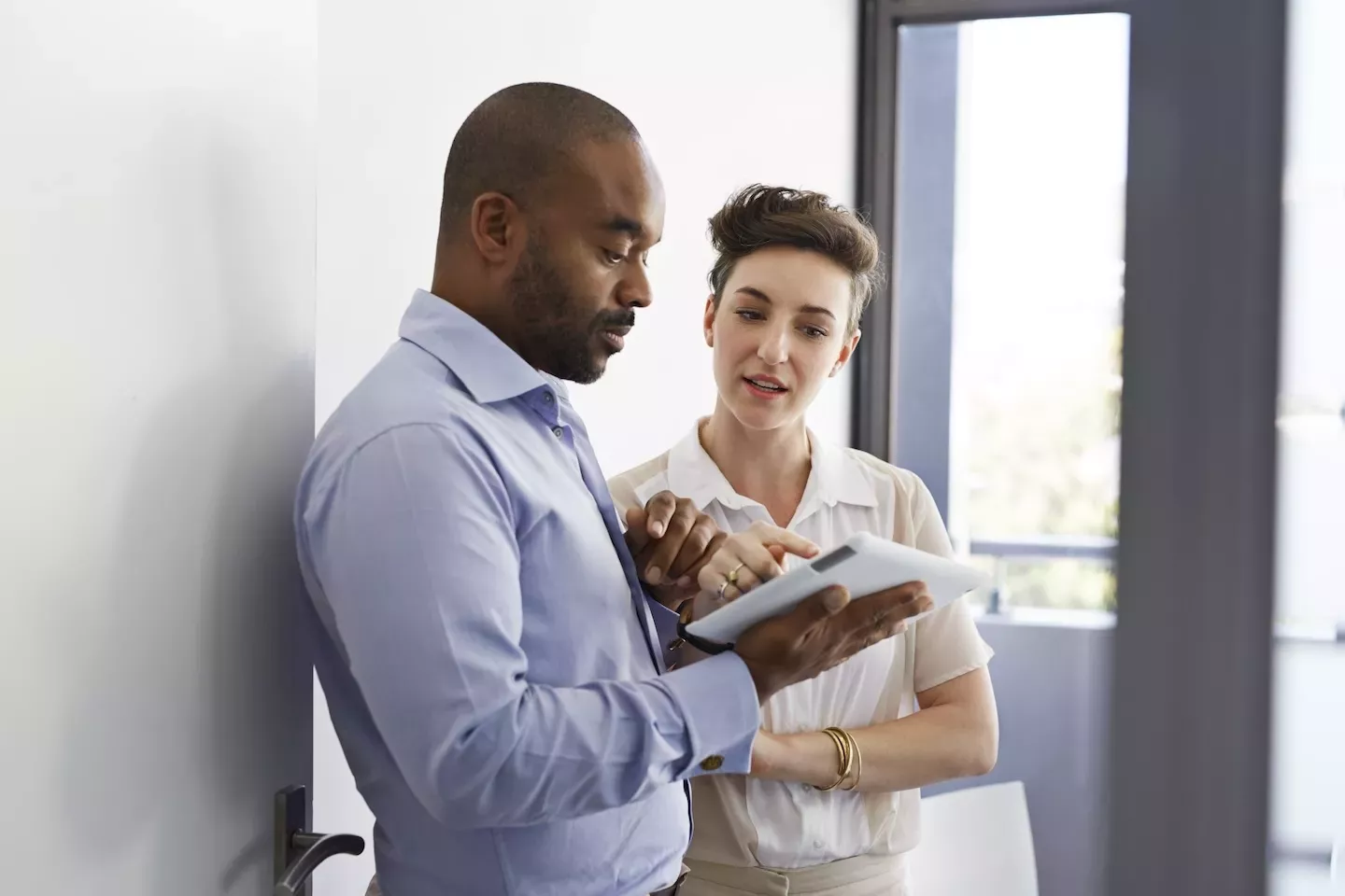 two people discussing two people discussing