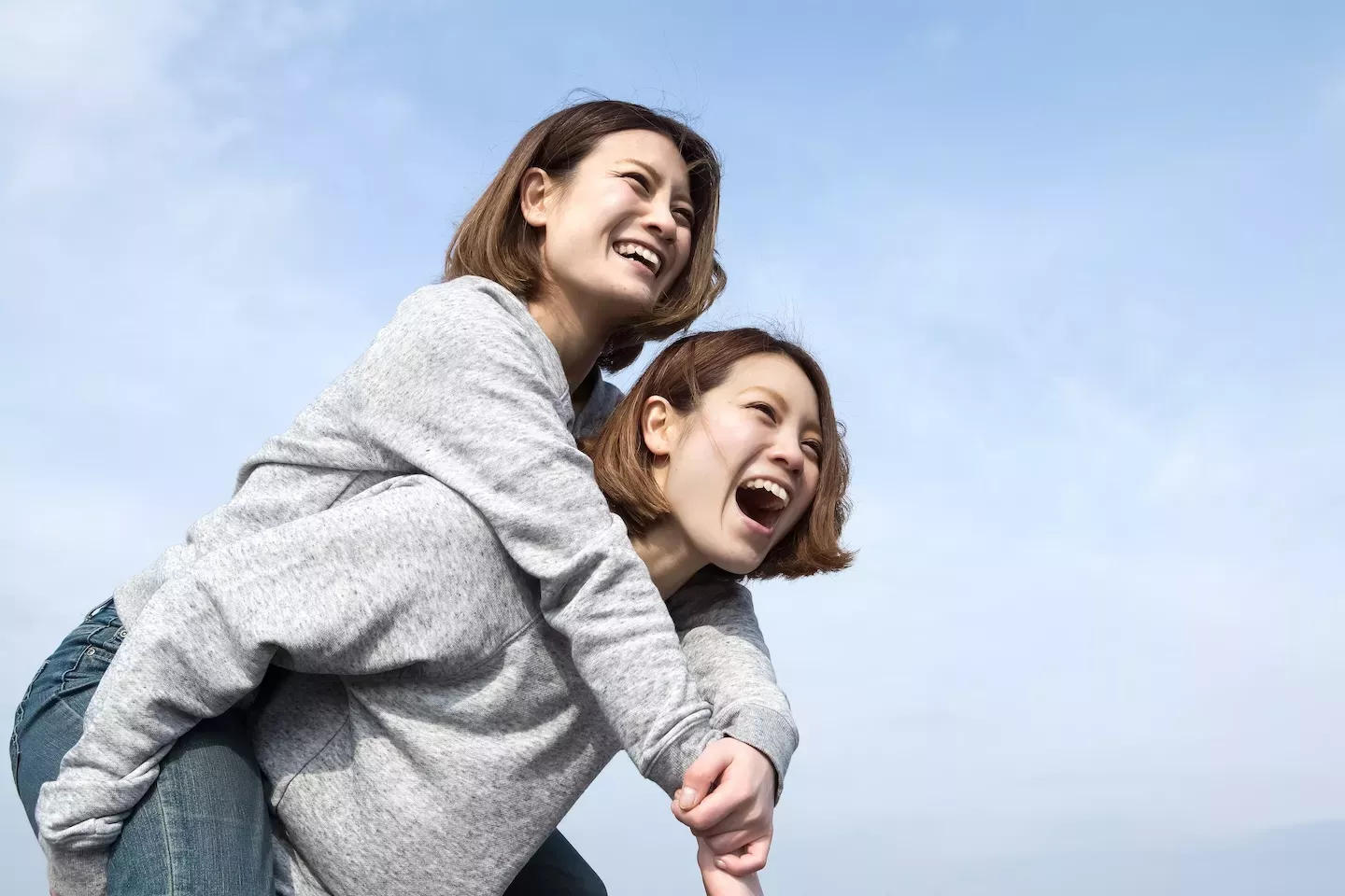 Twins smiling Twins smiling